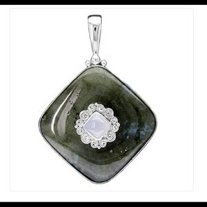SAJEN-Large Square Labradorite Sterling Pendant